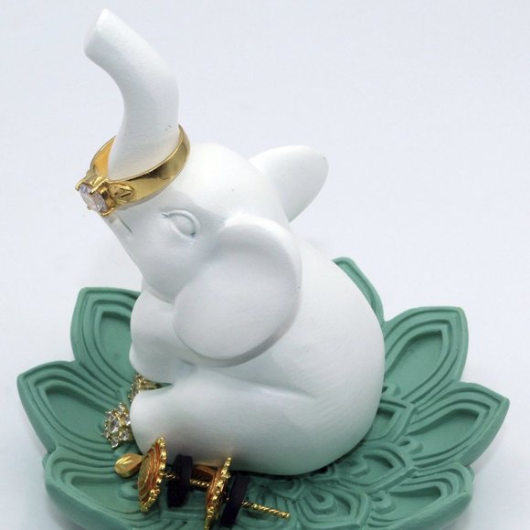 Set of 2 Jewelry Ring Holder Organizer Display Elephant Trinket Tray/Dish Holder - Picture 2 of 11